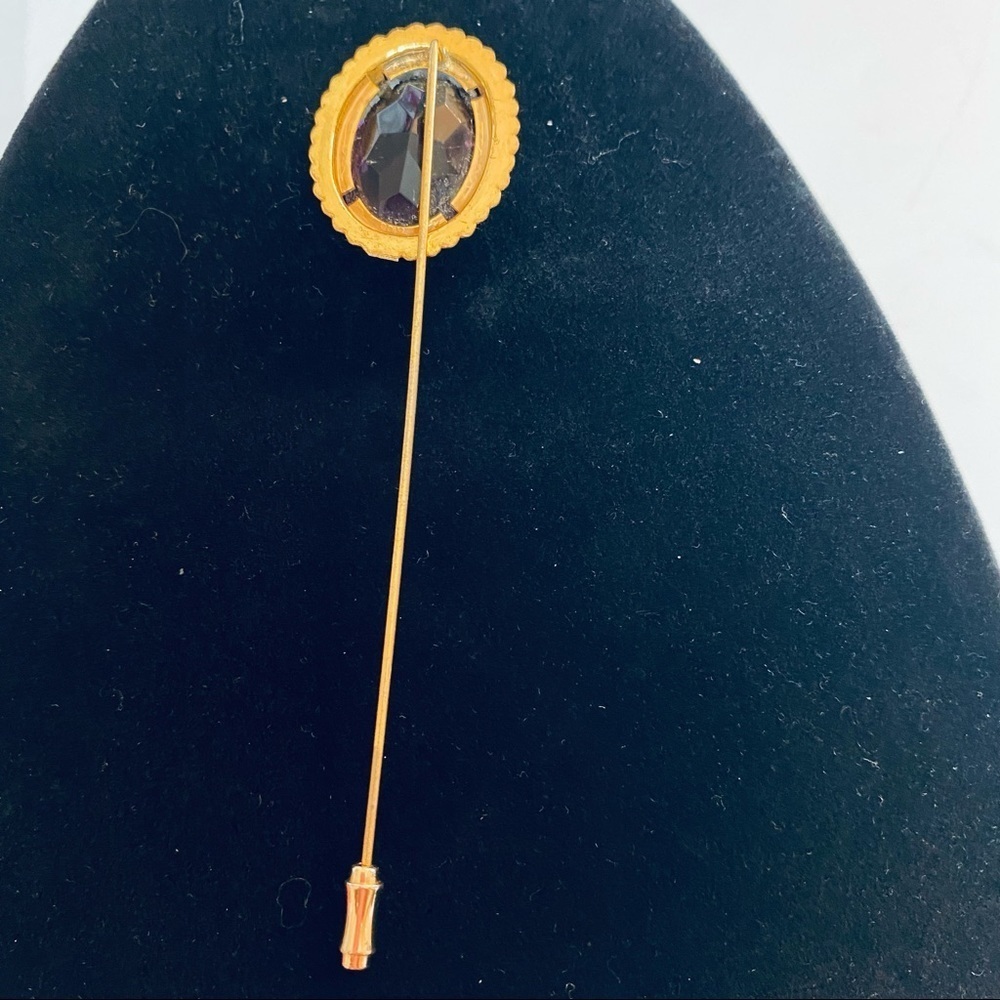 Vintage Stick Pin. Purple/ Gold Tone. - Picture 6 of 7